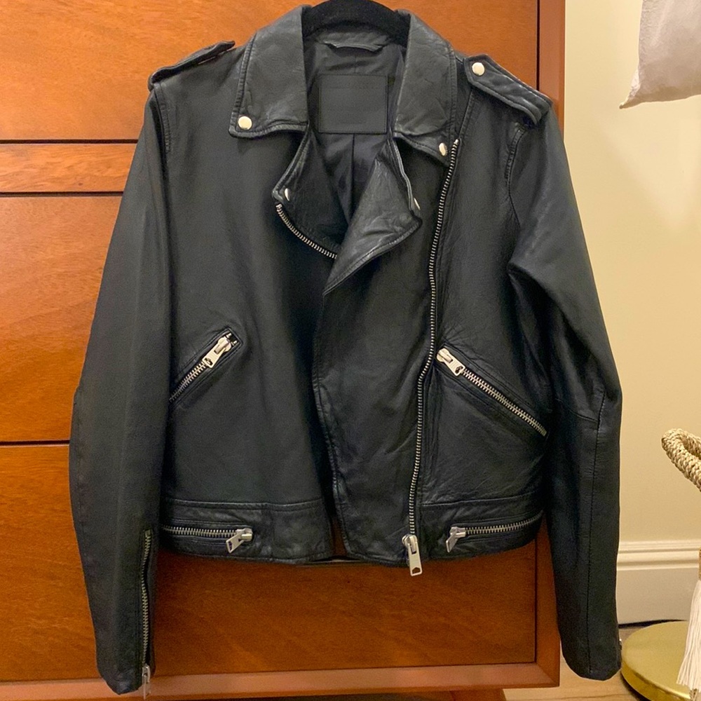 ALL SAINTS Bourne Leather Moto Jacket - Size 6
